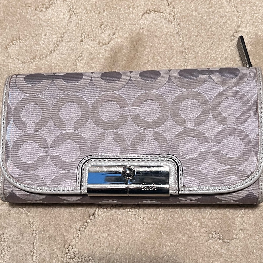 COACH Gray PopArt C Trifold Wallet